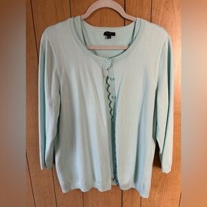 Talbots Light Blue Two Piece Scalloped Edge Cardigan with Top